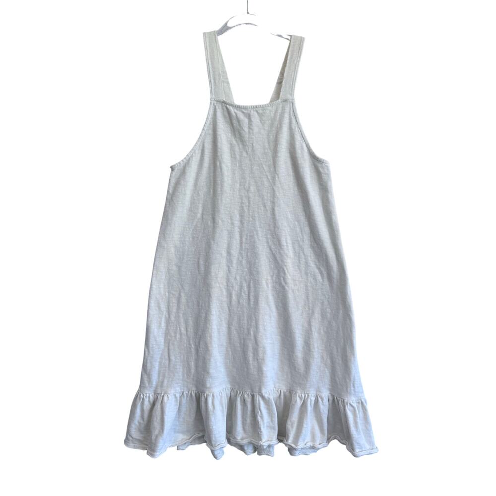 FP Beach Ivory Cotton Racerback Ruffle Hem Tank Dress XS Casual Midi Boho A-Line - Picture 1 of 6